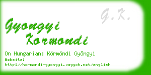 gyongyi kormondi business card