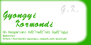 gyongyi kormondi business card